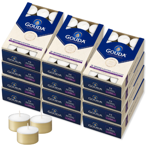 540 Gouda Teelichter 6 Stunden 38x17mm Flatpack Gold Cup (12 Pack x 45er)